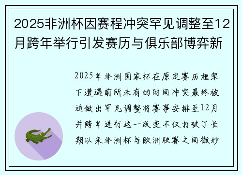 2025非洲杯因赛程冲突罕见调整至12月跨年举行引发赛历与俱乐部博弈新局面